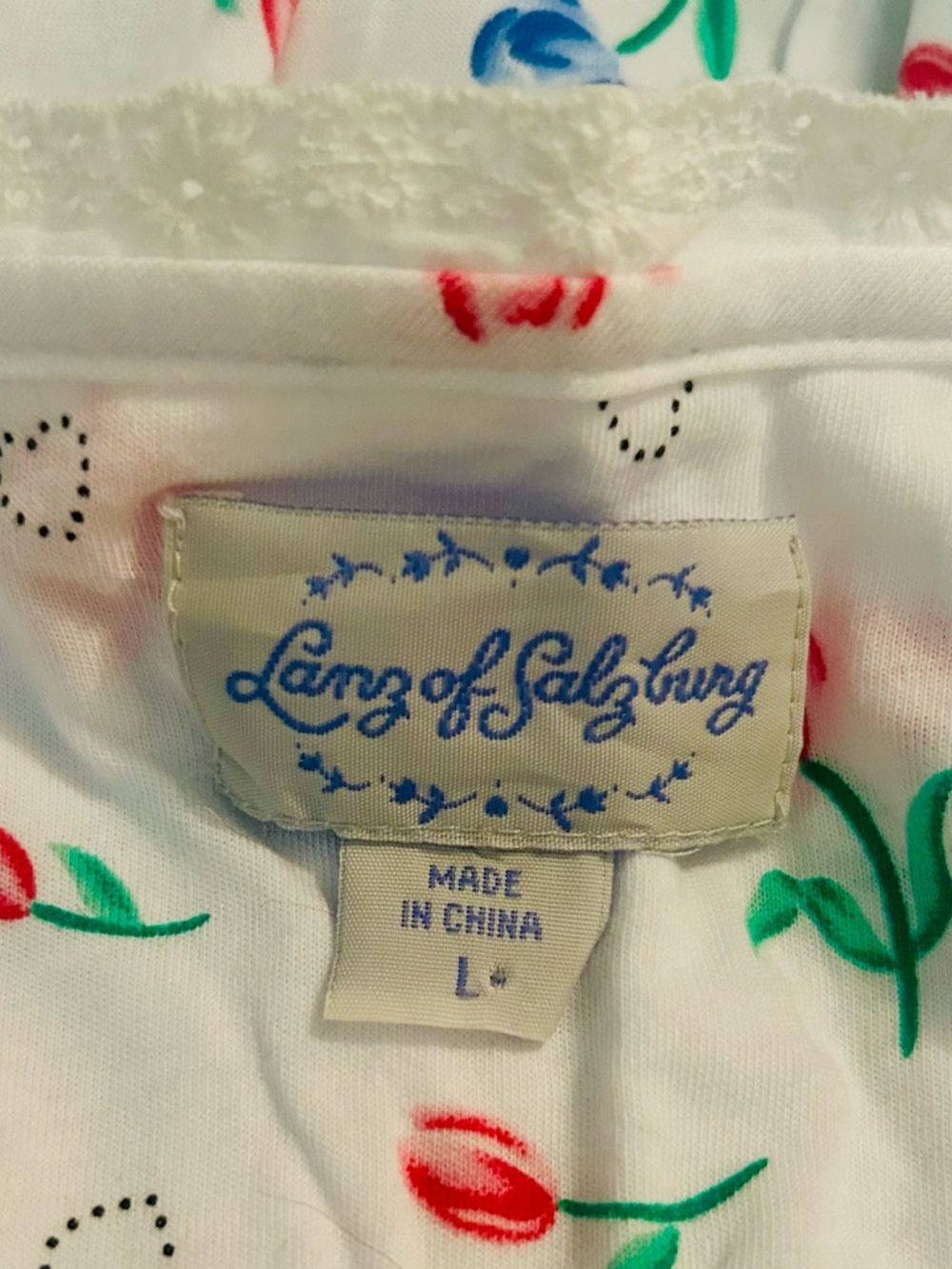 NEW Lanz of Salzburg White Floral Classic Cozy Cotton Nightgown NWOT - Picture 2 of 10